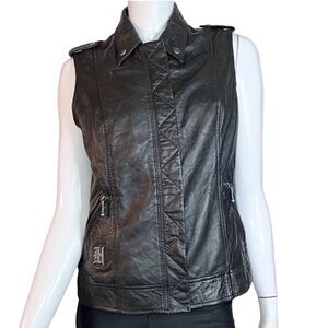 Harley-Davidson Genuine Leather Embroidered Logo Black Motorcycle‎ Biker Vest